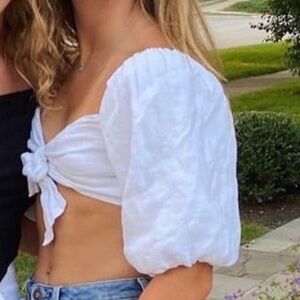 ZARA | Linen Cropped Top